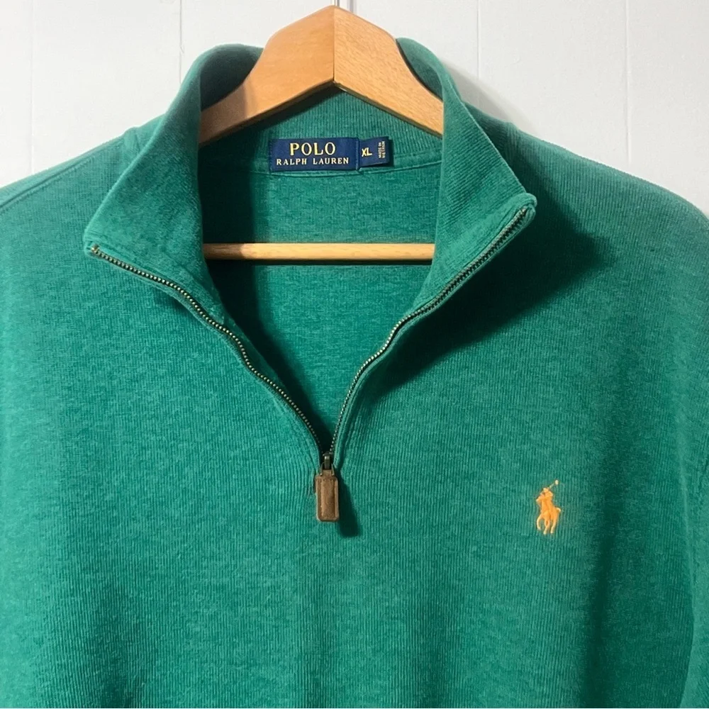 Polo Ralph Lauren French Ribbed Half Zip Sweater Preppy Casual Classic Size XL